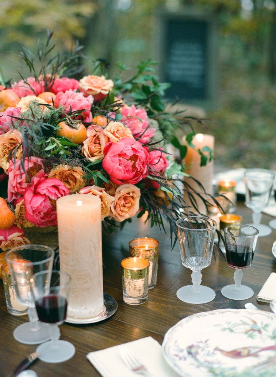 persimmon and peony thanksgiving table