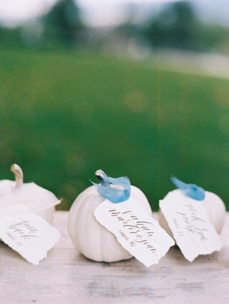 pumpkin placecard holders French country Thanksgiving