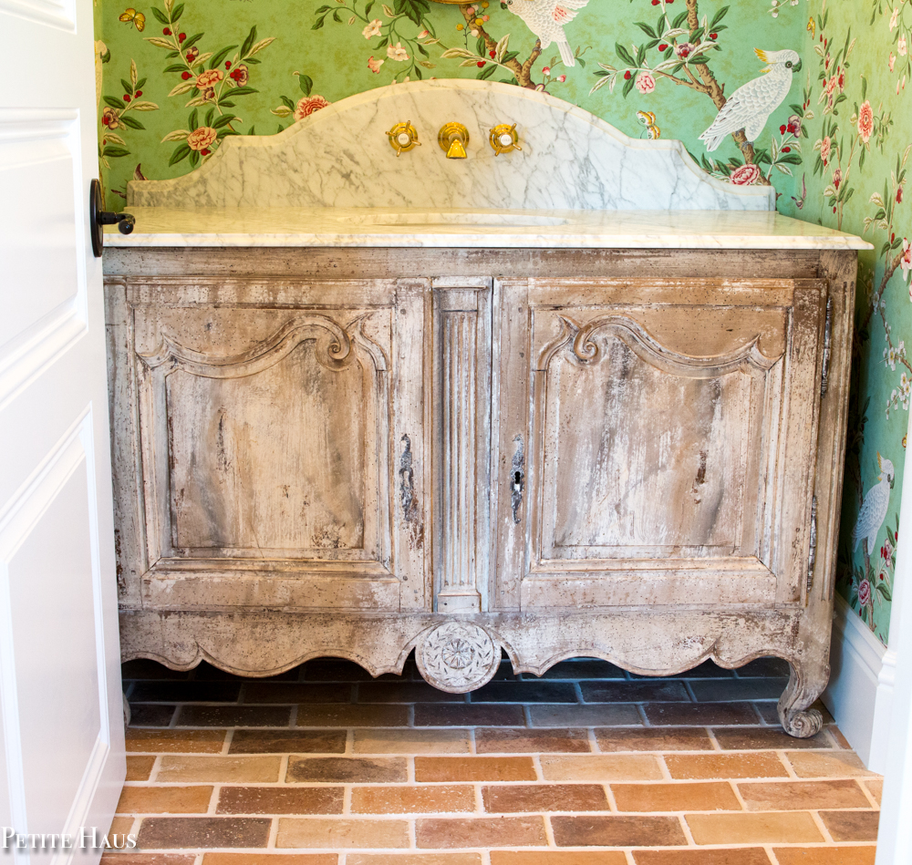 French Country Chinoiserie Powder Room