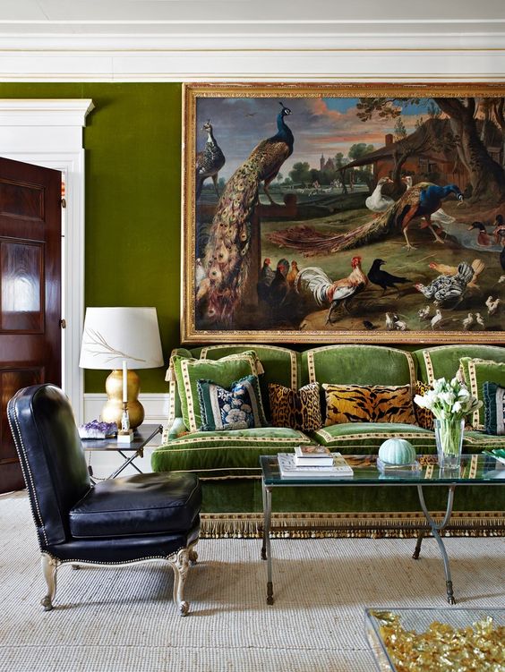 Tory Burch Green Velvet Sofa