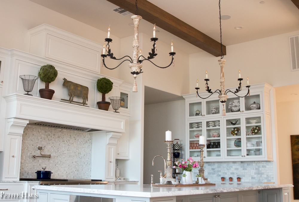 farmhouse kitchen with wood beams