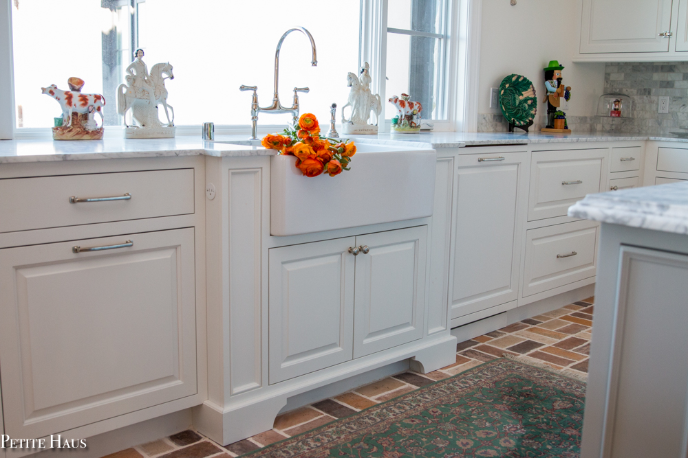 farm sink in white kitchen