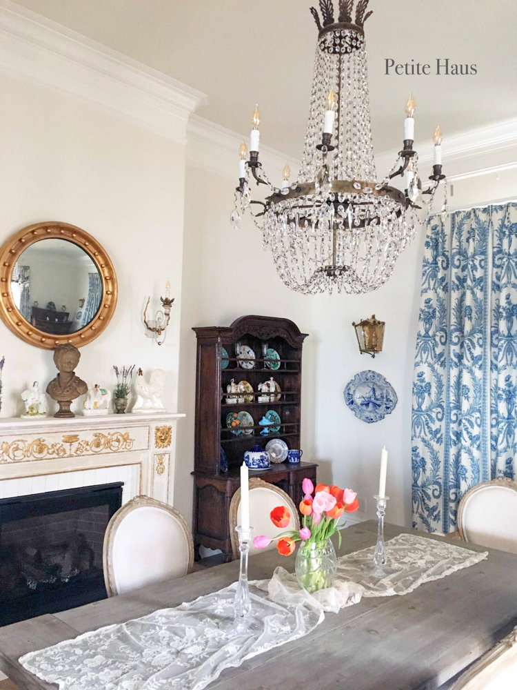 French Empire Chandelier in French Country Dining Room