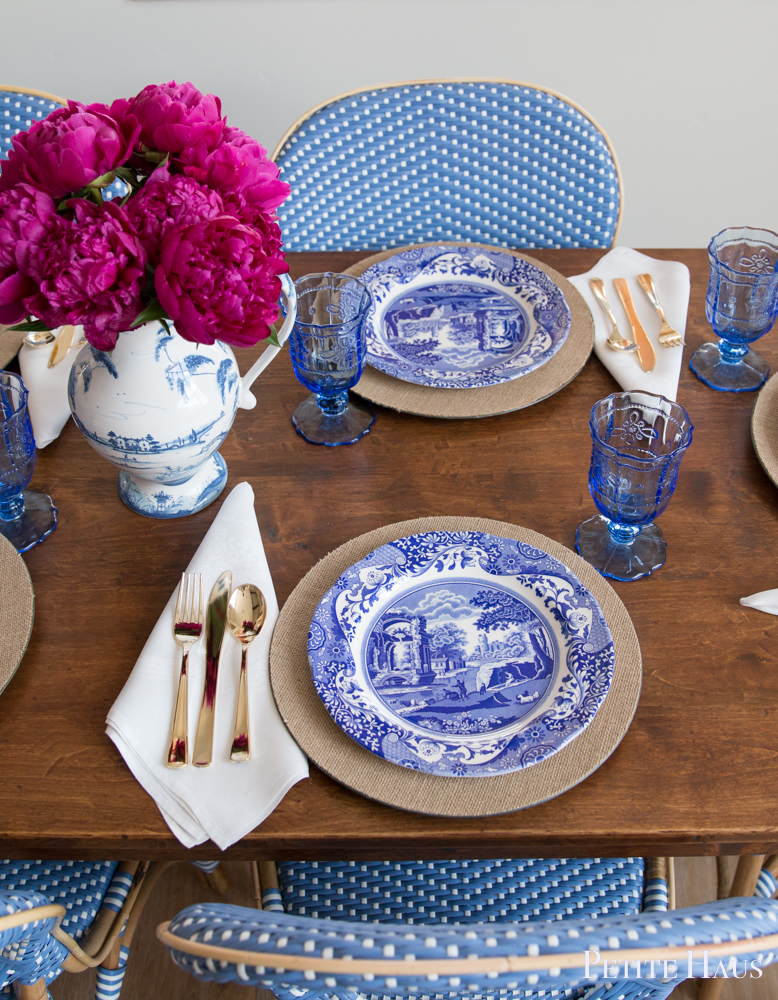 Blue and White Table Setting for Summer