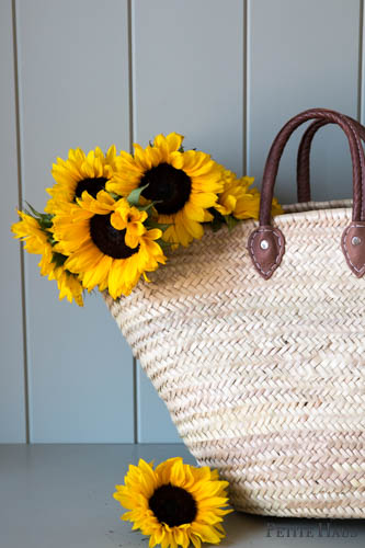 french market basket with sunflowers