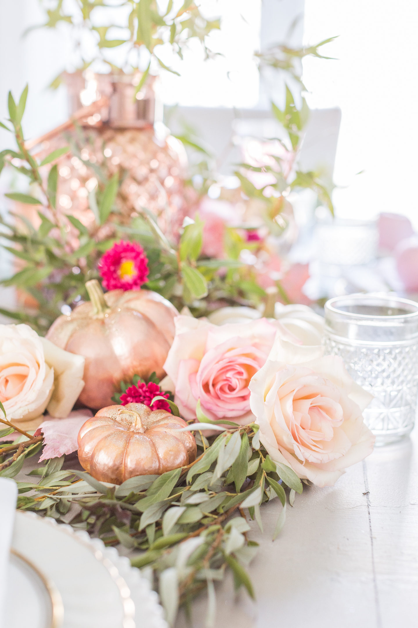 rose gold fall decor