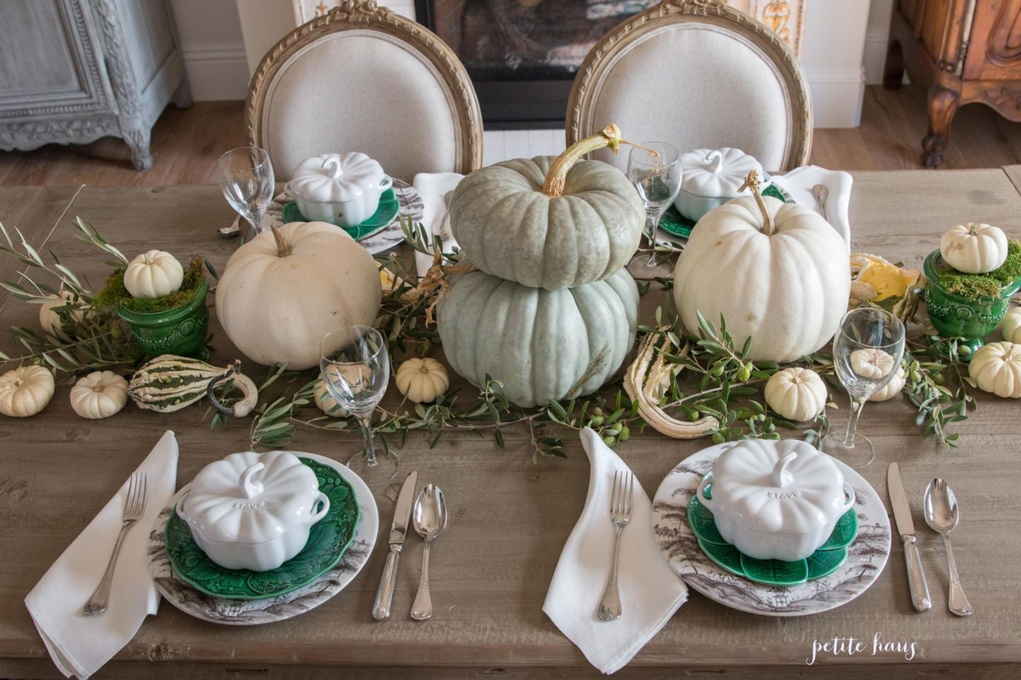 Green and White Fall Table