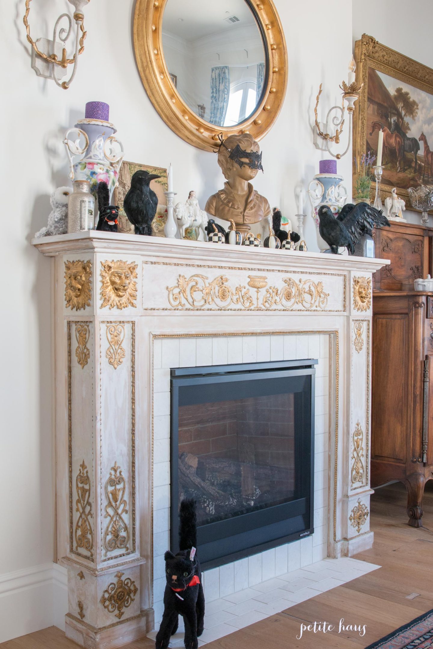 elegant Halloween mantel