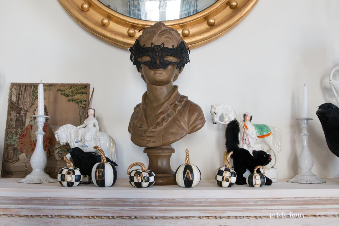 elegant Halloween mantel