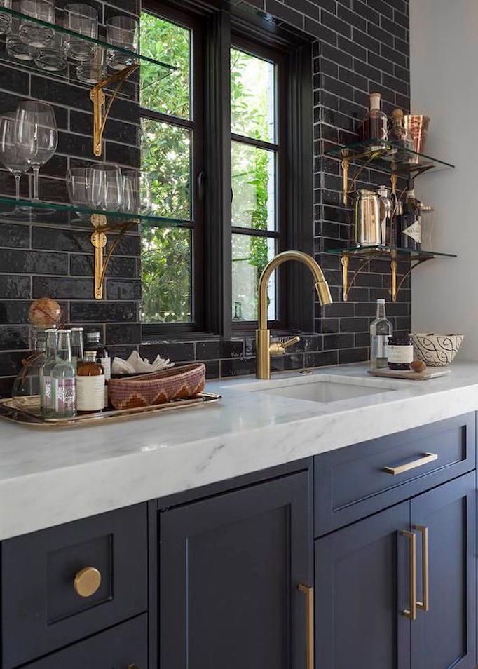 French bistro shelves in the kitchen