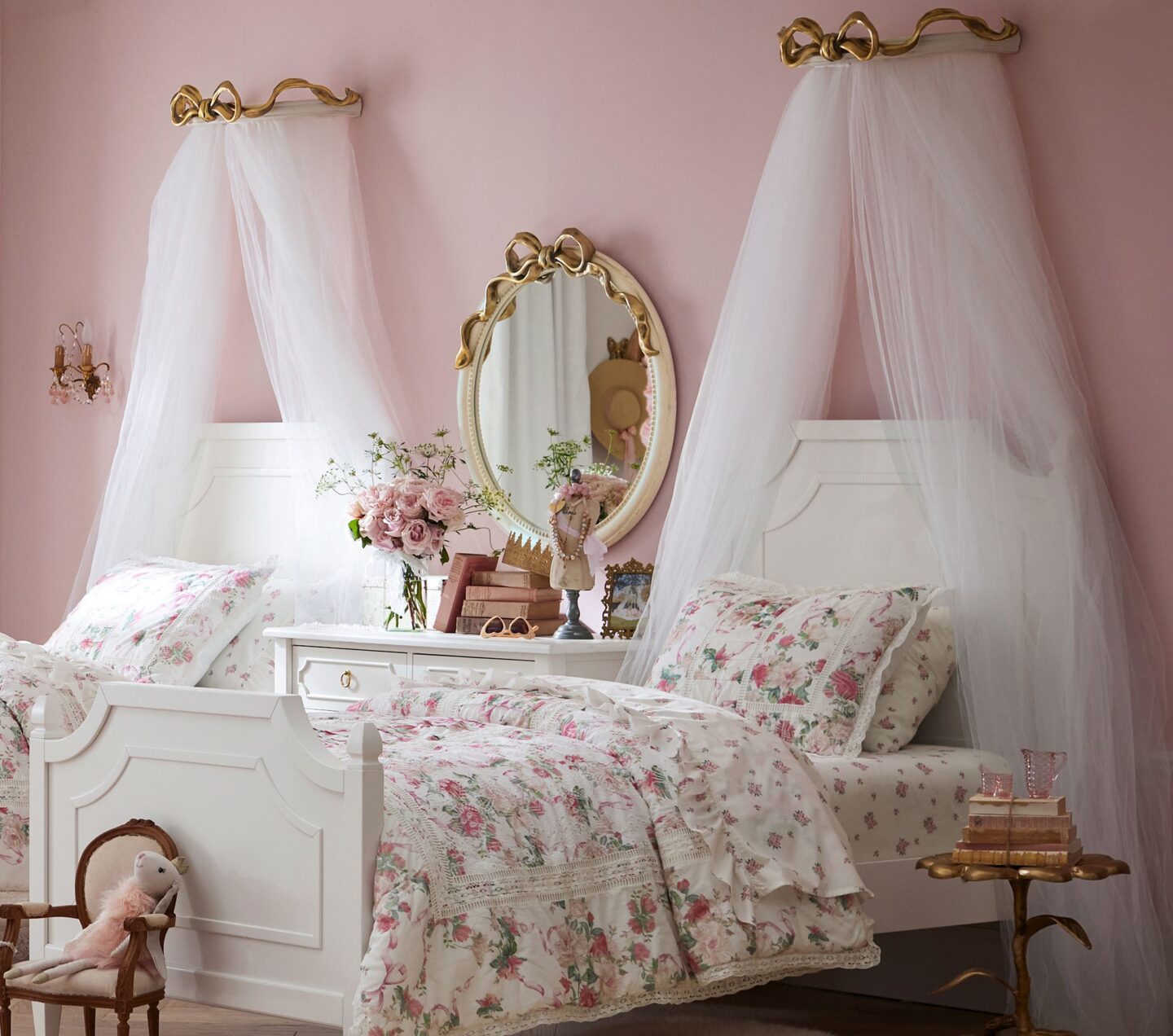 English country rose bedroom, girls bedroom, Cottage core aesthetic, Bridgerton decor vibes, Chintz bedroom, baby girl nursery, 