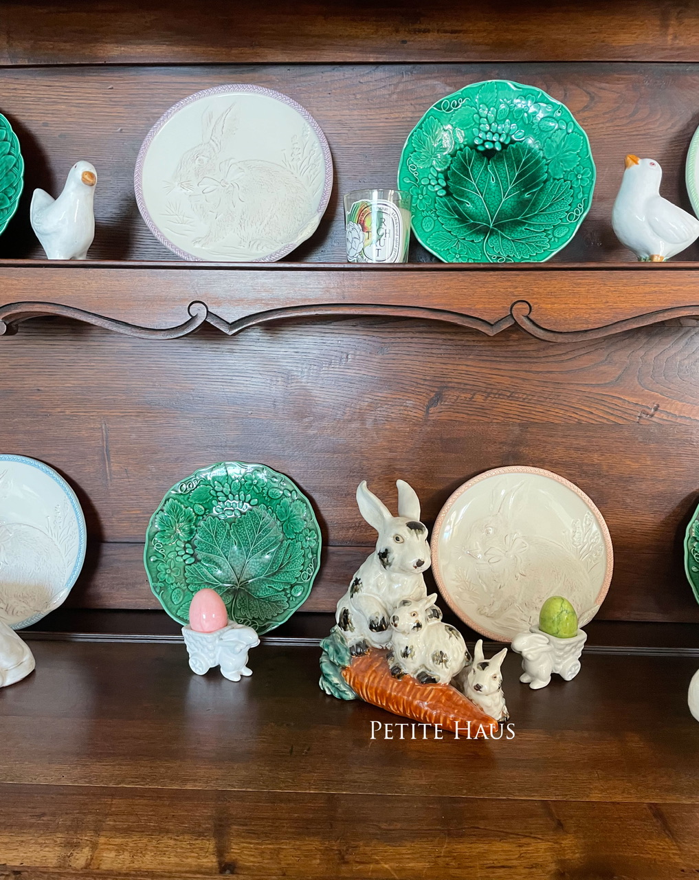 MAjolica, Juliska East plates, diptyque Artichaut candle 